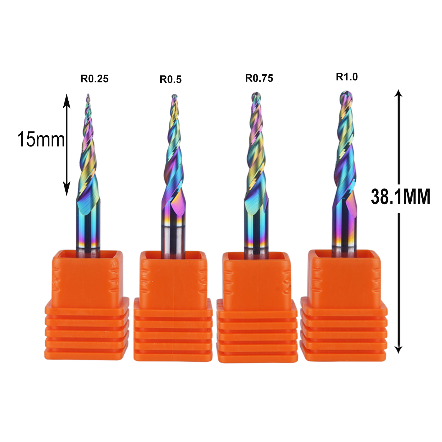 End Mill Set - Фреза коническая DREANIQUE, 4 шт./компл., 2-зубая,