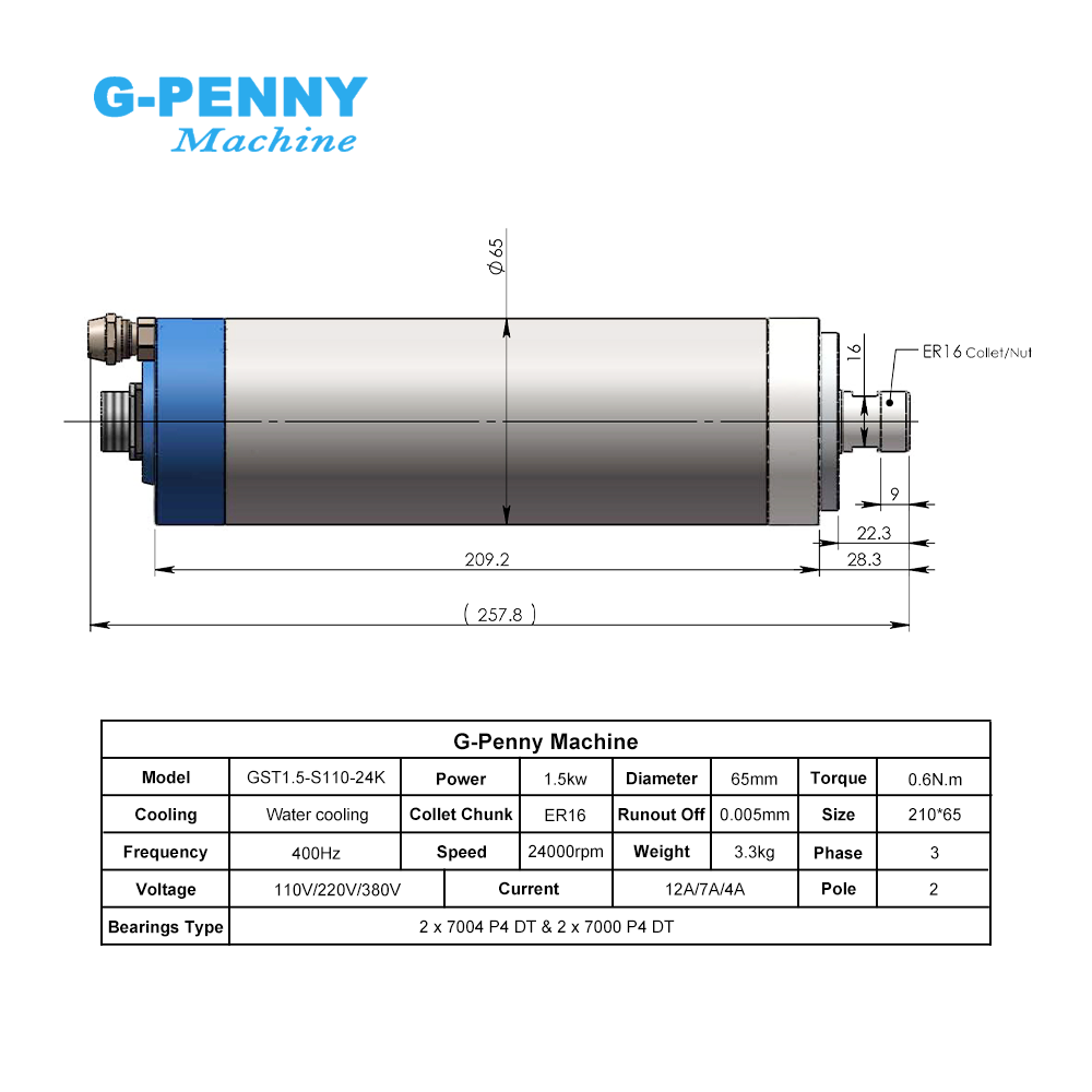 Комплект шпинделя G-Penny CNC  – обзор и цена Water Cooled Spindle