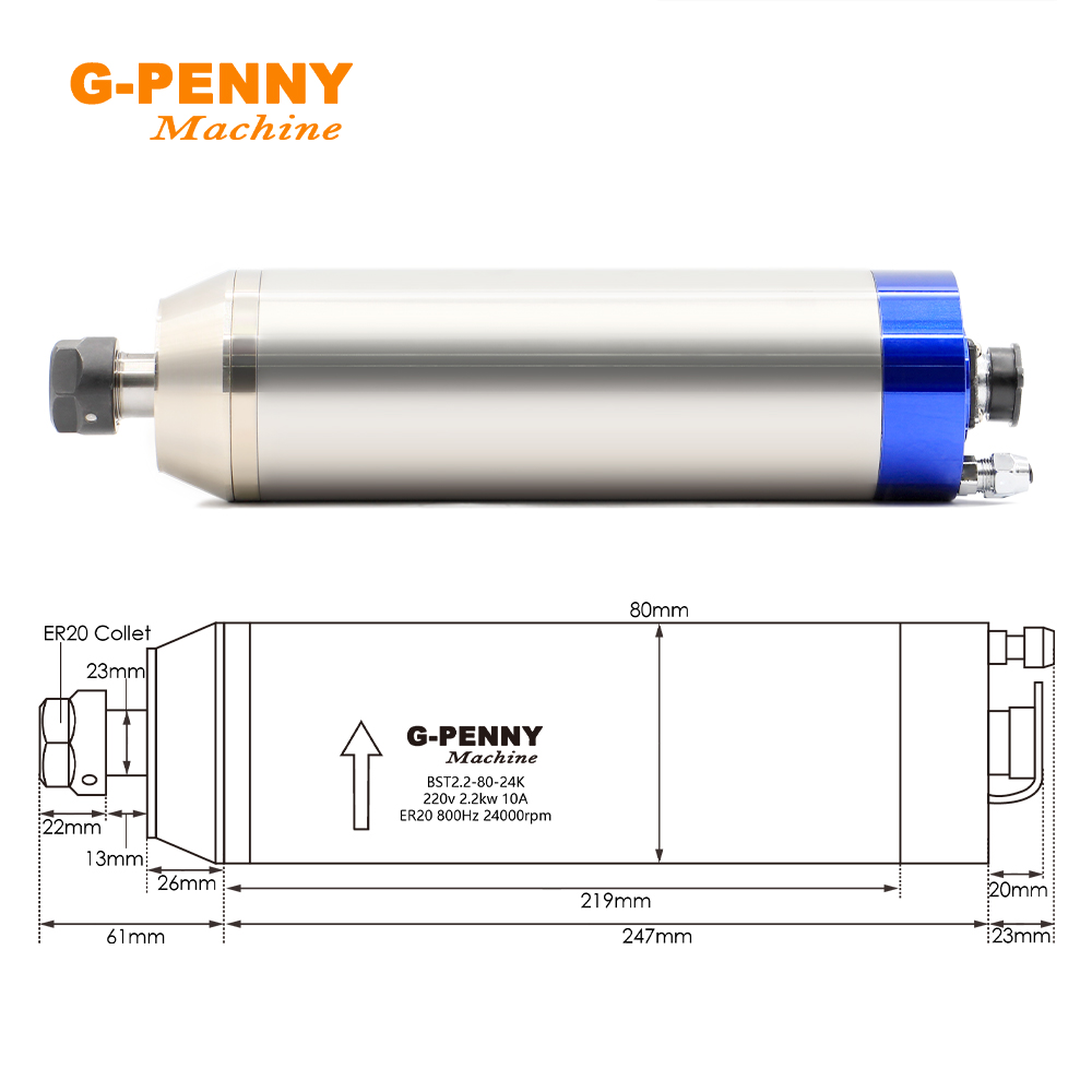 G-Penny 2,2 кВт Шпиндель с вод – обзор и цена Water Cooled Spindle